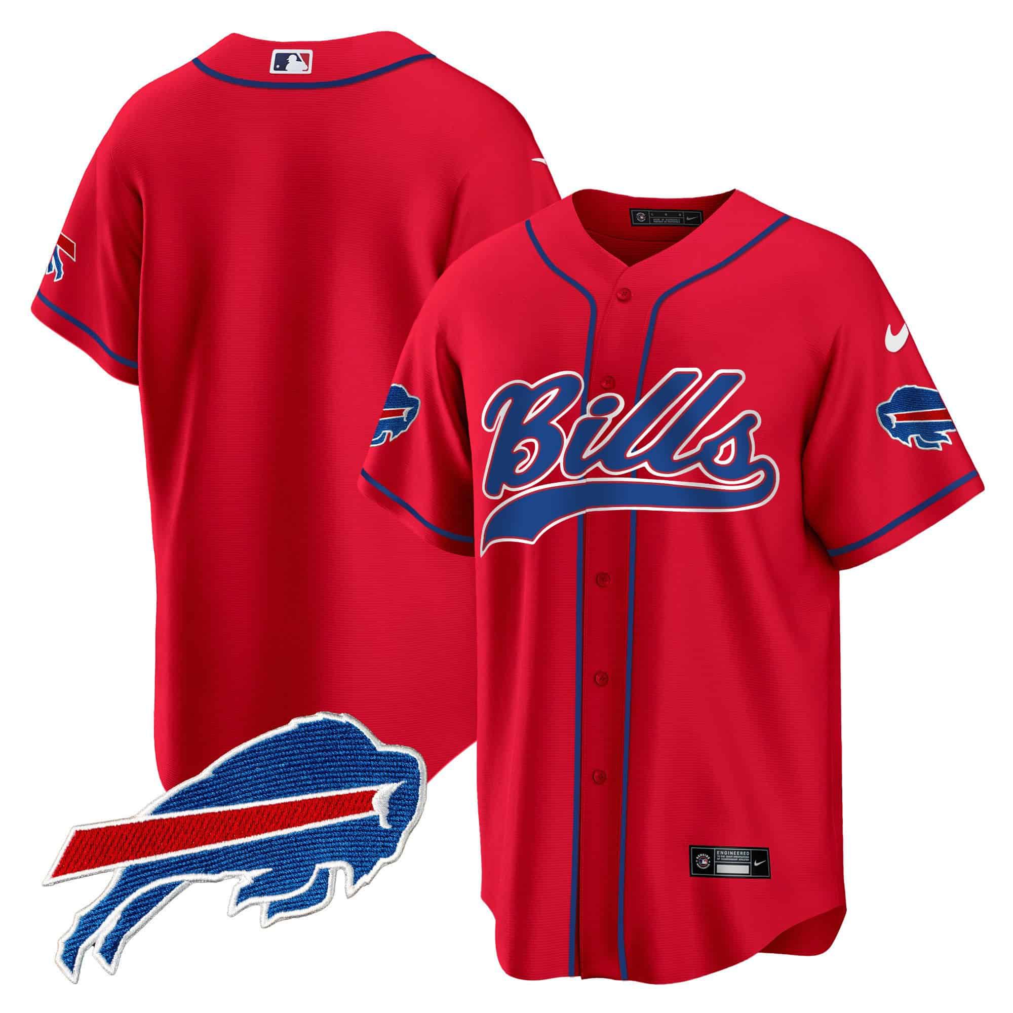 Men Buffalo Bills Blank Red 2024 Nike Baseball Game NFL Jersey